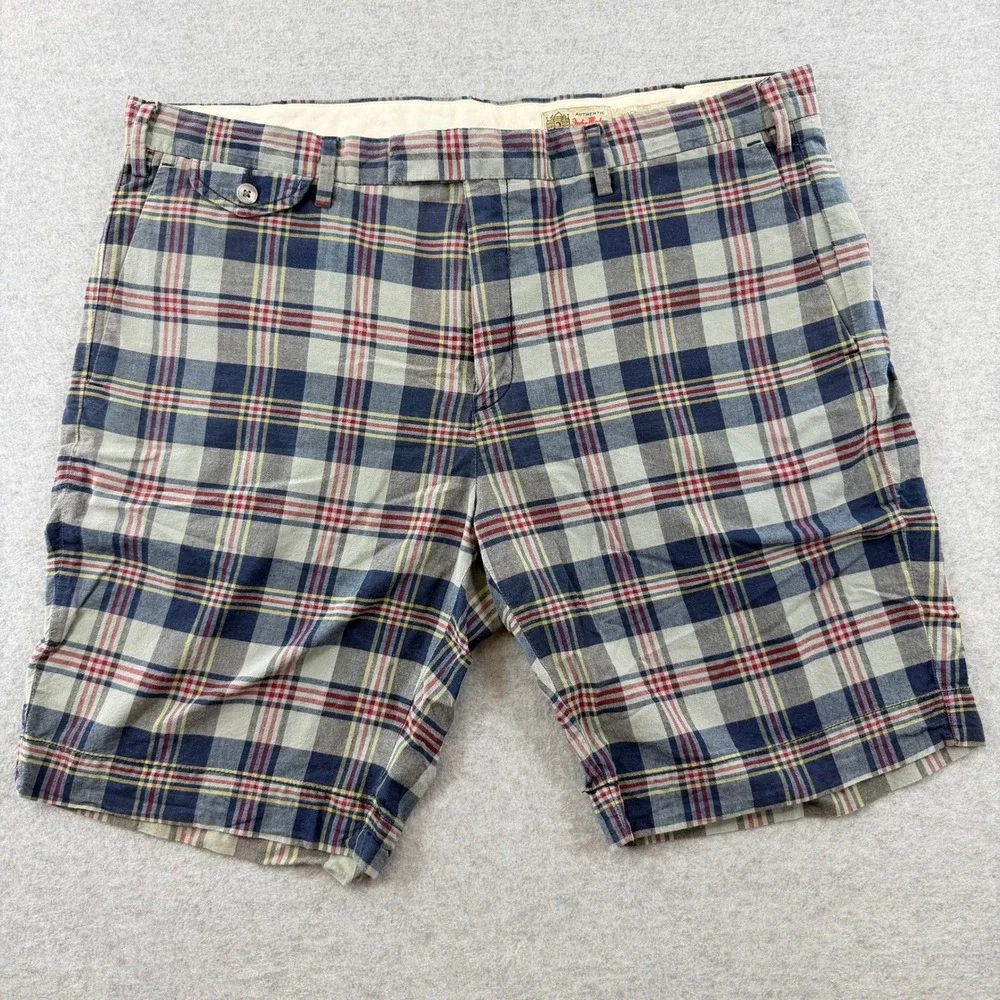 Ralph Lauren India Madras Mens Plaid Shorts Blue Red Grey 36 100% Cotton 9 Insea